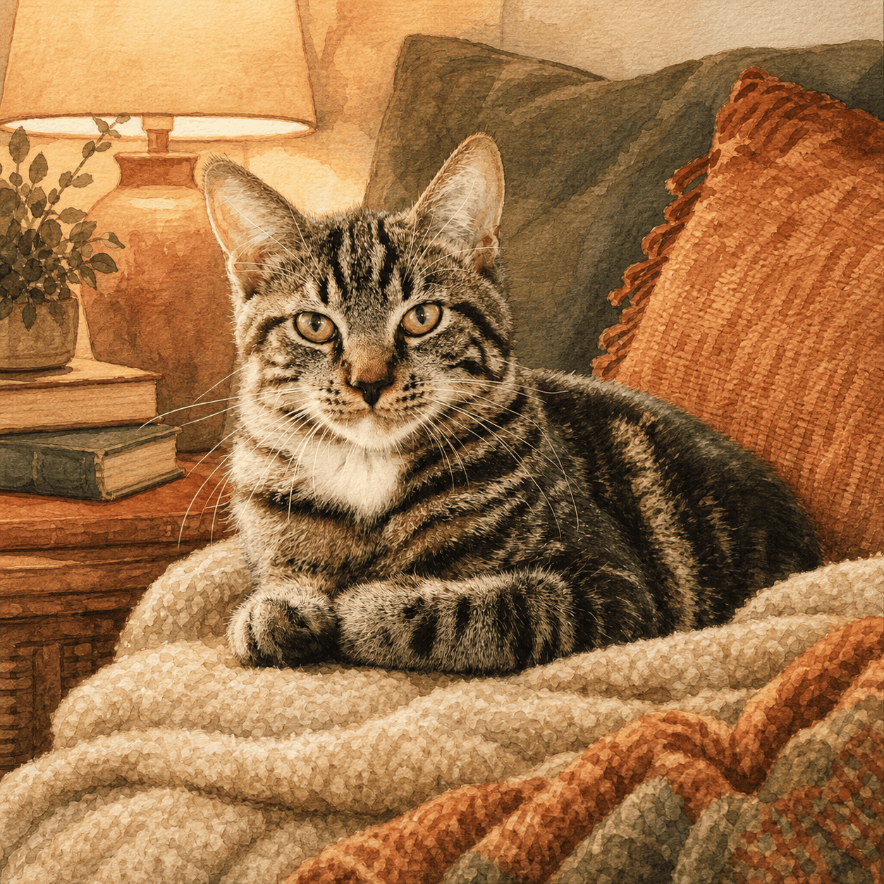 Custom cat portrait of a fluffy Persian cat in a royal renaissance outfit